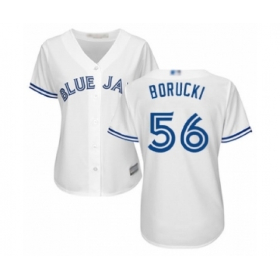 Women's Toronto Blue Jays #56 Ryan Borucki Authentic White Home Baseball Player Jersey Women's Toronto Blue Jays #56 Ryan Borucki Authentic White Home Baseball Player Jersey