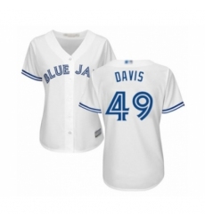 Women's Toronto Blue Jays #49 Jonathan Davis Authentic White Home Baseball Player Jersey Women's Toronto Blue Jays #49 Jonathan Davis Authentic White Home Baseball Player Jersey