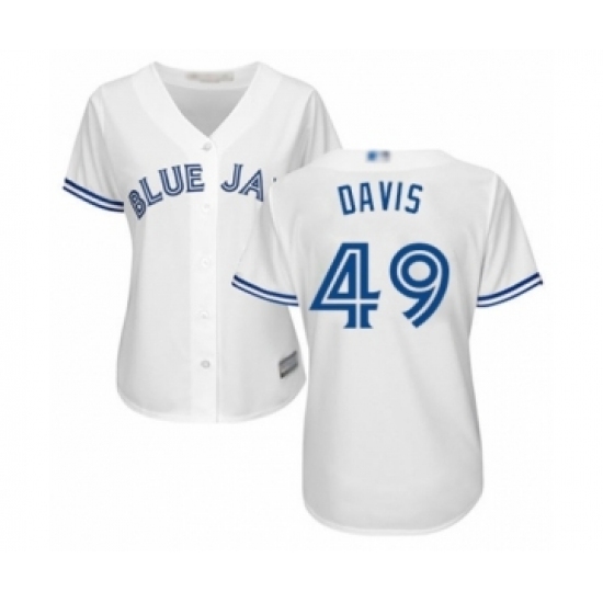 Women's Toronto Blue Jays #49 Jonathan Davis Authentic White Home Baseball Player Jersey Women's Toronto Blue Jays #49 Jonathan Davis Authentic White Home Baseball Player Jersey
