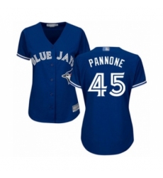 Women's Toronto Blue Jays #45 Thomas Pannone Authentic Blue Alternate Baseball Player Jersey Women's Toronto Blue Jays #45 Thomas Pannone Authentic Blue Alternate Baseball Player Jersey
