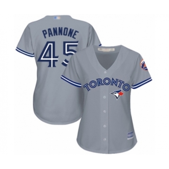 Women's Toronto Blue Jays #45 Thomas Pannone Authentic Grey Road Baseball Player Jersey Women's Toronto Blue Jays #45 Thomas Pannone Authentic Grey Road Baseball Player Jersey