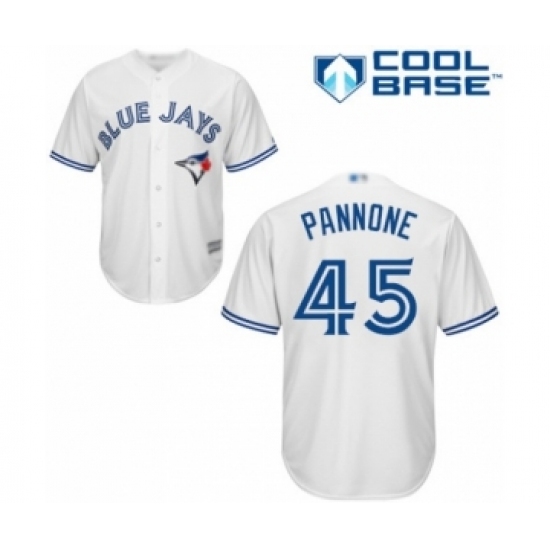 Youth Toronto Blue Jays #45 Thomas Pannone Authentic White Home Baseball Player Jersey Youth Toronto Blue Jays #45 Thomas Pannone Authentic White Home Baseball Player Jersey