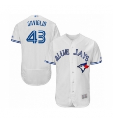 Men's Toronto Blue Jays #43 Sam Gaviglio White Home Flex Base Authentic Collection Baseball Player Jersey Men's Toronto Blue Jays #43 Sam Gaviglio White Home Flex Base Authentic Collection Baseball Player Jersey