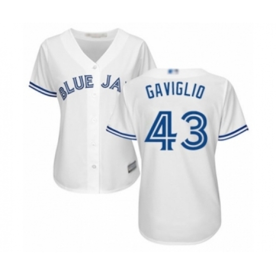 Women's Toronto Blue Jays #43 Sam Gaviglio Authentic White Home Baseball Player Jersey Women's Toronto Blue Jays #43 Sam Gaviglio Authentic White Home Baseball Player Jersey