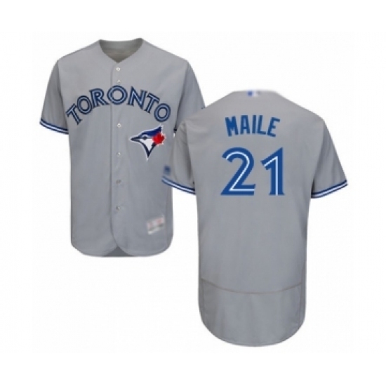 Men's Toronto Blue Jays #21 Luke Maile Grey Road Flex Base Authentic Collection Baseball Player Jersey Men's Toronto Blue Jays #21 Luke Maile Grey Road Flex Base Authentic Collection Baseball Player Jersey