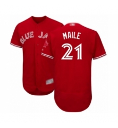 Men's Toronto Blue Jays #21 Luke Maile Scarlet Alternate Flex Base Authentic Collection Alternate Baseball Player Jersey Men's Toronto Blue Jays #21 Luke Maile Scarlet Alternate Flex Base Authentic Collection Alternate Baseball Player Jersey