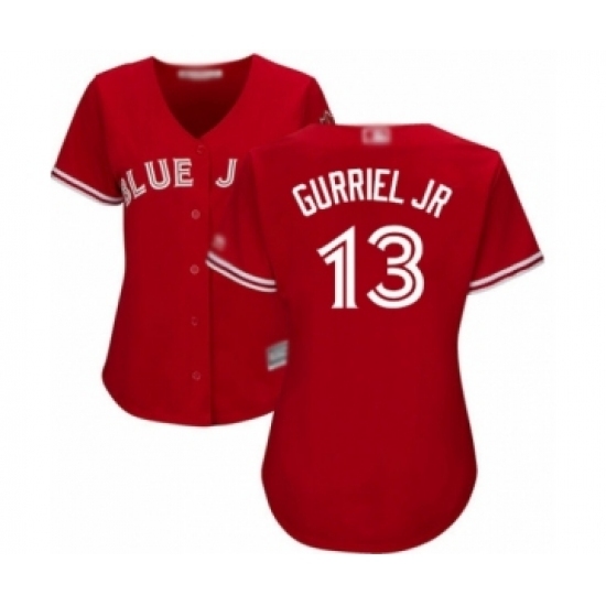 Women's Toronto Blue Jays #13 Lourdes Gurriel Jr. Authentic Scarlet Alternate Baseball Player Jersey Women's Toronto Blue Jays #13 Lourdes Gurriel Jr. Authentic Scarlet Alternate Baseball Player Jersey