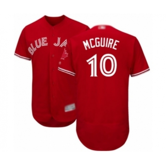Men's Toronto Blue Jays #10 Reese McGuire Scarlet Alternate Flex Base Authentic Collection Alternate Baseball Player Jersey Men's Toronto Blue Jays #10 Reese McGuire Scarlet Alternate Flex Base Authentic Collection Alternate Baseball Player Jersey
