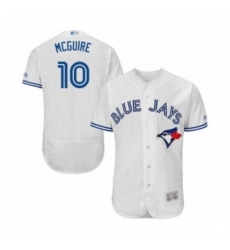Men's Toronto Blue Jays #10 Reese McGuire White Home Flex Base Authentic Collection Baseball Player Jersey Men's Toronto Blue Jays #10 Reese McGuire White Home Flex Base Authentic Collection Baseball Player Jersey