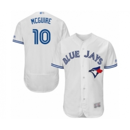 Men's Toronto Blue Jays #10 Reese McGuire White Home Flex Base Authentic Collection Baseball Player Jersey Men's Toronto Blue Jays #10 Reese McGuire White Home Flex Base Authentic Collection Baseball Player Jersey
