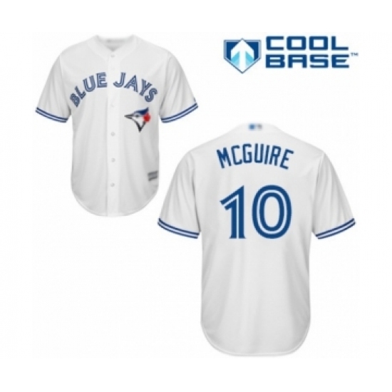 Youth Toronto Blue Jays #10 Reese McGuire Authentic White Home Baseball Player Jersey Youth Toronto Blue Jays #10 Reese McGuire Authentic White Home Baseball Player Jersey