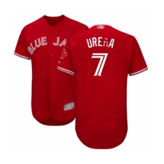 Men's Toronto Blue Jays #7 Richard Urena Scarlet Alternate Flex Base Authentic Collection Alternate Baseball Player Jersey Men's Toronto Blue Jays #7 Richard Urena Scarlet Alternate Flex Base Authentic Collection Alternate Baseball Player Jersey