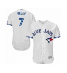 Men's Toronto Blue Jays #7 Richard Urena White Home Flex Base Authentic Collection Baseball Player Jersey