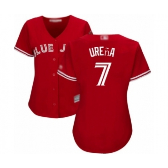 Women's Toronto Blue Jays #7 Richard Urena Authentic Scarlet Alternate Baseball Player Jersey Women's Toronto Blue Jays #7 Richard Urena Authentic Scarlet Alternate Baseball Player Jersey
