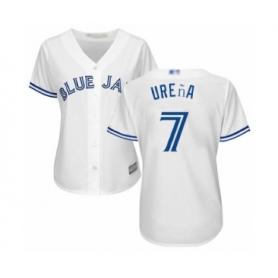Women's Toronto Blue Jays #7 Richard Urena Authentic White Home Baseball Player Jersey Women's Toronto Blue Jays #7 Richard Urena Authentic White Home Baseball Player Jersey