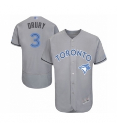 Men's Toronto Blue Jays #3 Brandon Drury Authentic Gray 2016 Father's Day Fashion Flex Base Baseball Player Jersey