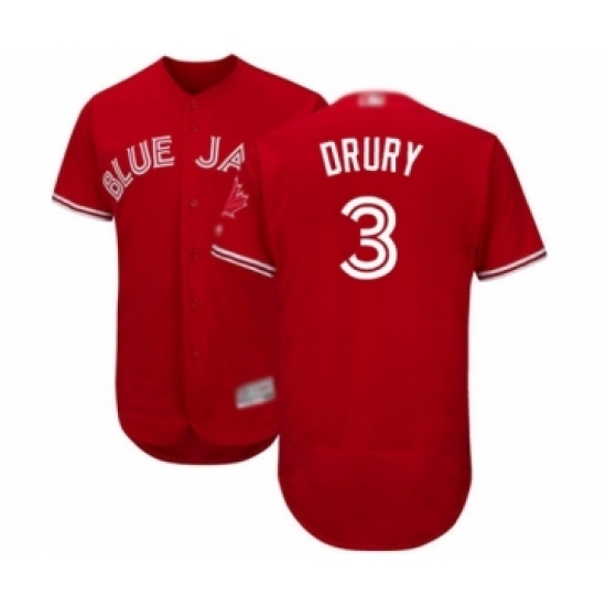 Men's Toronto Blue Jays #3 Brandon Drury Scarlet Alternate Flex Base Authentic Collection Alternate Baseball Player Jersey Men's Toronto Blue Jays #3 Brandon Drury Scarlet Alternate Flex Base Authentic Collection Alternate Baseball Player Jersey