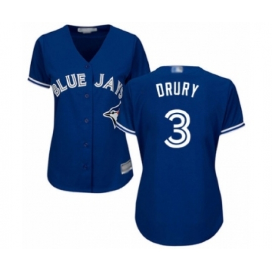 Women's Toronto Blue Jays #3 Brandon Drury Authentic Blue Alternate Baseball Player Jersey Women's Toronto Blue Jays #3 Brandon Drury Authentic Blue Alternate Baseball Player Jersey