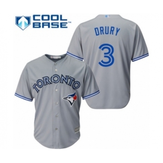 Youth Toronto Blue Jays #3 Brandon Drury Authentic Grey Road Baseball Player Jersey Youth Toronto Blue Jays #3 Brandon Drury Authentic Grey Road Baseball Player Jersey