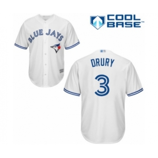 Youth Toronto Blue Jays #3 Brandon Drury Authentic White Home Baseball Player Jersey Youth Toronto Blue Jays #3 Brandon Drury Authentic White Home Baseball Player Jersey
