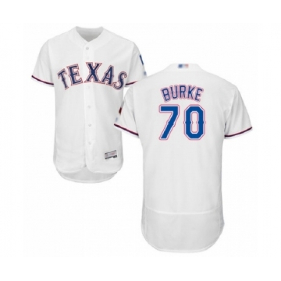 Men's Texas Rangers #70 Brock Burke White Home Flex Base Authentic Collection Baseball Player Jersey Men's Texas Rangers #70 Brock Burke White Home Flex Base Authentic Collection Baseball Player Jersey
