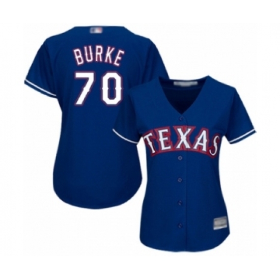 Women's Texas Rangers #70 Brock Burke Authentic Royal Blue Alternate 2 Cool Base Baseball Player Jersey Women's Texas Rangers #70 Brock Burke Authentic Royal Blue Alternate 2 Cool Base Baseball Player Jersey