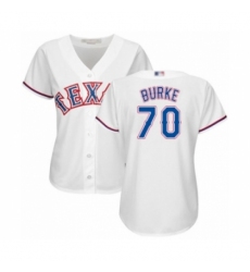 Women's Texas Rangers #70 Brock Burke Authentic White Home Cool Base Baseball Player Jersey Women's Texas Rangers #70 Brock Burke Authentic White Home Cool Base Baseball Player Jersey