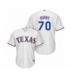 Youth Texas Rangers #70 Brock Burke Authentic White Home Cool Base Baseball Player Jersey Youth Texas Rangers #70 Brock Burke Authentic White Home Cool Base Baseball Player Jersey