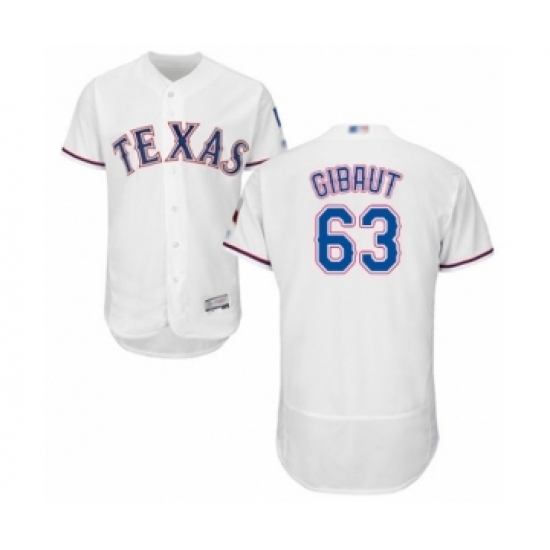 Men's Texas Rangers #63 Ian Gibaut White Home Flex Base Authentic Collection Baseball Player Jersey Men's Texas Rangers #63 Ian Gibaut White Home Flex Base Authentic Collection Baseball Player Jersey