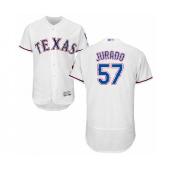 Men's Texas Rangers #57 Ariel Jurado White Home Flex Base Authentic Collection Baseball Player Jersey Men's Texas Rangers #57 Ariel Jurado White Home Flex Base Authentic Collection Baseball Player Jersey