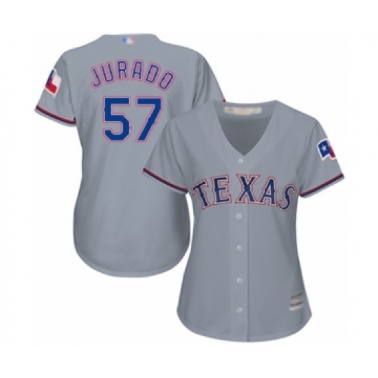 Women's Texas Rangers #57 Ariel Jurado Authentic Grey Road Cool Base Baseball Player Jersey Women's Texas Rangers #57 Ariel Jurado Authentic Grey Road Cool Base Baseball Player Jersey