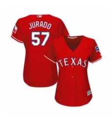 Women's Texas Rangers #57 Ariel Jurado Authentic Red Alternate Cool Base Baseball Player Jersey Women's Texas Rangers #57 Ariel Jurado Authentic Red Alternate Cool Base Baseball Player Jersey