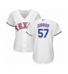 Women's Texas Rangers #57 Ariel Jurado Authentic White Home Cool Base Baseball Player Jersey Women's Texas Rangers #57 Ariel Jurado Authentic White Home Cool Base Baseball Player Jersey