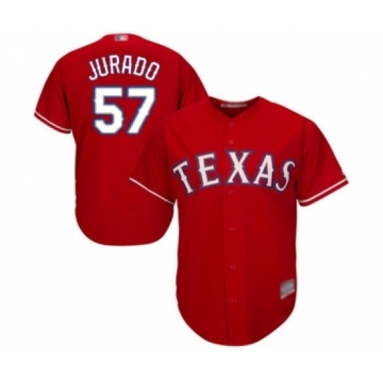 Youth Texas Rangers #57 Ariel Jurado Authentic Red Alternate Cool Base Baseball Player Jersey Youth Texas Rangers #57 Ariel Jurado Authentic Red Alternate Cool Base Baseball Player Jersey