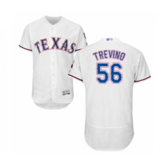 Men's Texas Rangers #56 Jose Trevino White Home Flex Base Authentic Collection Baseball Player Jersey Men's Texas Rangers #56 Jose Trevino White Home Flex Base Authentic Collection Baseball Player Jersey
