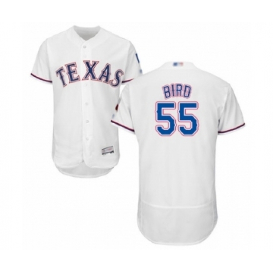 Men's Texas Rangers #55 Kyle Bird White Home Flex Base Authentic Collection Baseball Player Jersey Men's Texas Rangers #55 Kyle Bird White Home Flex Base Authentic Collection Baseball Player Jersey