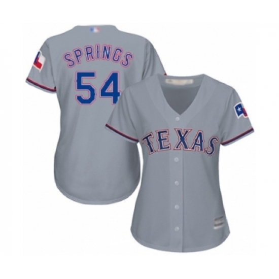 Women's Texas Rangers #54 Jeffrey Springs Authentic Grey Road Cool Base Baseball Player Jersey Women's Texas Rangers #54 Jeffrey Springs Authentic Grey Road Cool Base Baseball Player Jersey