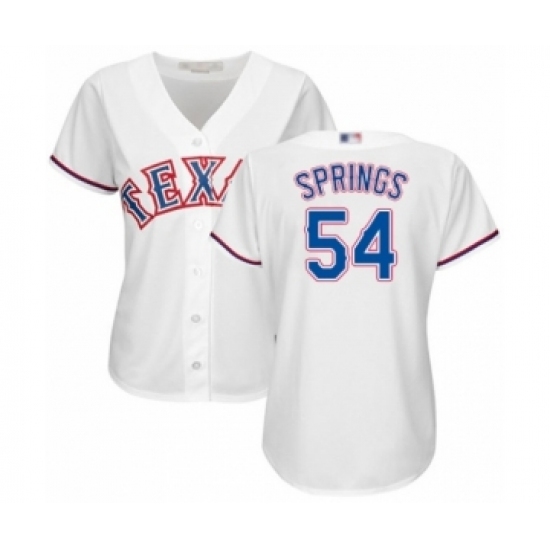 Women's Texas Rangers #54 Jeffrey Springs Authentic White Home Cool Base Baseball Player Jersey Women's Texas Rangers #54 Jeffrey Springs Authentic White Home Cool Base Baseball Player Jersey