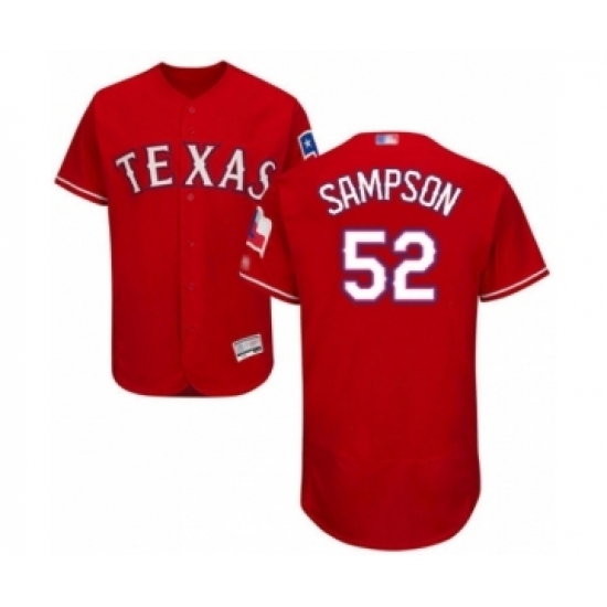 Men's Texas Rangers #52 Adrian Sampson Red Alternate Flex Base Authentic Collection Baseball Player Jersey Men's Texas Rangers #52 Adrian Sampson Red Alternate Flex Base Authentic Collection Baseball Player Jersey