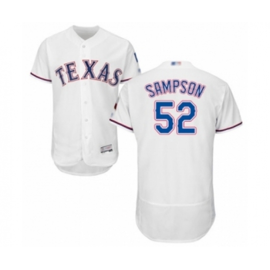 Men's Texas Rangers #52 Adrian Sampson White Home Flex Base Authentic Collection Baseball Player Jersey Men's Texas Rangers #52 Adrian Sampson White Home Flex Base Authentic Collection Baseball Player Jersey