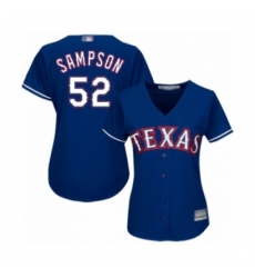 Women's Texas Rangers #52 Adrian Sampson Authentic Royal Blue Alternate 2 Cool Base Baseball Player Jersey Women's Texas Rangers #52 Adrian Sampson Authentic Royal Blue Alternate 2 Cool Base Baseball Player Jersey