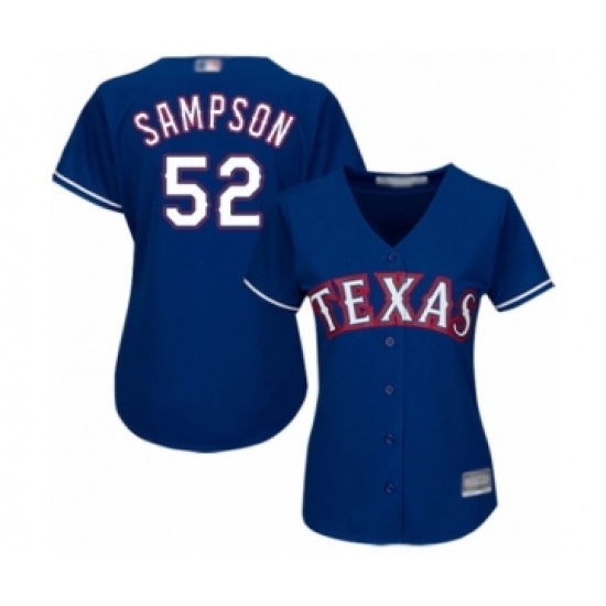 Women's Texas Rangers #52 Adrian Sampson Authentic Royal Blue Alternate 2 Cool Base Baseball Player Jersey Women's Texas Rangers #52 Adrian Sampson Authentic Royal Blue Alternate 2 Cool Base Baseball Player Jersey