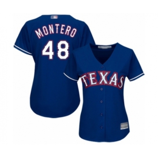 Women's Texas Rangers #48 Rafael Montero Authentic Royal Blue Alternate 2 Cool Base Baseball Player Jersey Women's Texas Rangers #48 Rafael Montero Authentic Royal Blue Alternate 2 Cool Base Baseball Player Jersey