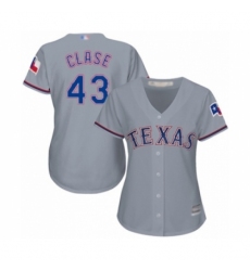 Women's Texas Rangers #43 Emmanuel Clase Authentic Grey Road Cool Base Baseball Player Jersey
