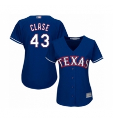 Women's Texas Rangers #43 Emmanuel Clase Authentic Royal Blue Alternate 2 Cool Base Baseball Player Jersey
