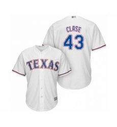 Youth Texas Rangers #43 Emmanuel Clase Authentic White Home Cool Base Baseball Player Jersey