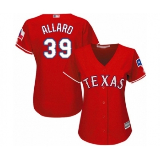 Women's Texas Rangers #39 Kolby Allard Authentic Red Alternate Cool Base Baseball Player Jersey Women's Texas Rangers #39 Kolby Allard Authentic Red Alternate Cool Base Baseball Player Jersey