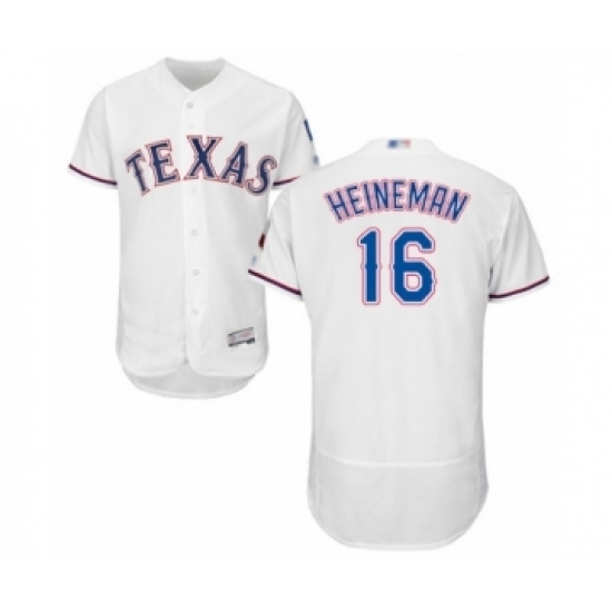 Men's Texas Rangers #16 Scott Heineman White Home Flex Base Authentic Collection Baseball Player Jersey Men's Texas Rangers #16 Scott Heineman White Home Flex Base Authentic Collection Baseball Player Jersey