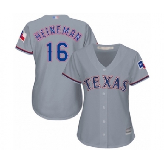 Women's Texas Rangers #16 Scott Heineman Authentic Grey Road Cool Base Baseball Player Jersey Women's Texas Rangers #16 Scott Heineman Authentic Grey Road Cool Base Baseball Player Jersey