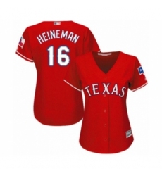 Women's Texas Rangers #16 Scott Heineman Authentic Red Alternate Cool Base Baseball Player Jersey Women's Texas Rangers #16 Scott Heineman Authentic Red Alternate Cool Base Baseball Player Jersey